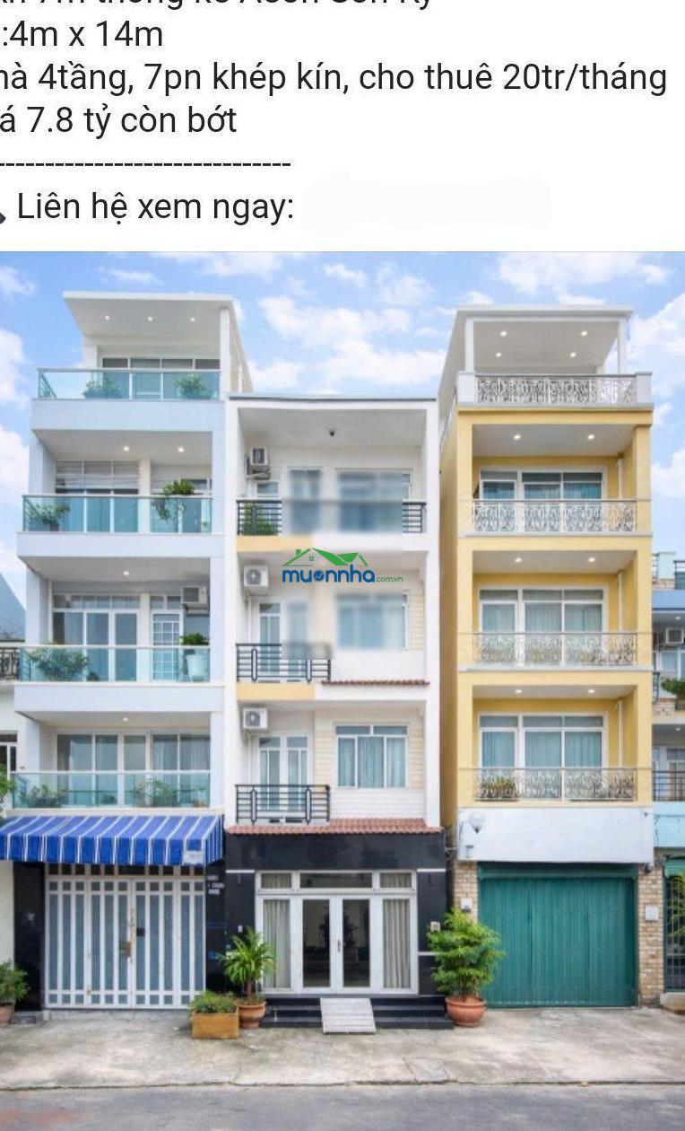 Hxh 7m thông kề aeon sơn kỳ dt:4m x 14m nhà 4tầng, 7pn khép kín, cho thuê 20tr/tháng giá 7.8 tỷ còn - 2