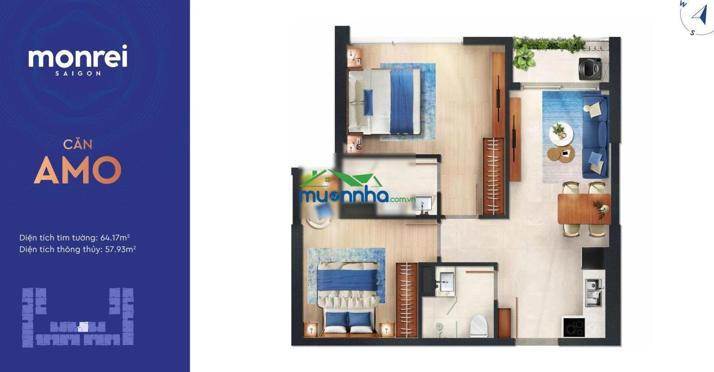 Monrei saigon căn 2pn2wc view nội khu chỉ 3,2 tỷ, sở hữu tầm nhìn đáng giá nhất dự án - 4