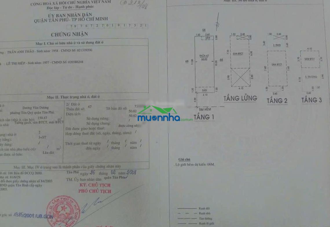 Bán nhà dương văn dương 5 tầng, dt 50m², hẻm 5m xe hơi vào tận nhà, khu an ninh - 7.6 tỷ - 2