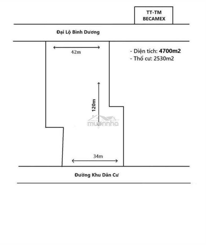 Bán nhà mt đại lộ bình dương, dt đất 4700m2, ngay tttm becamex bd - 2