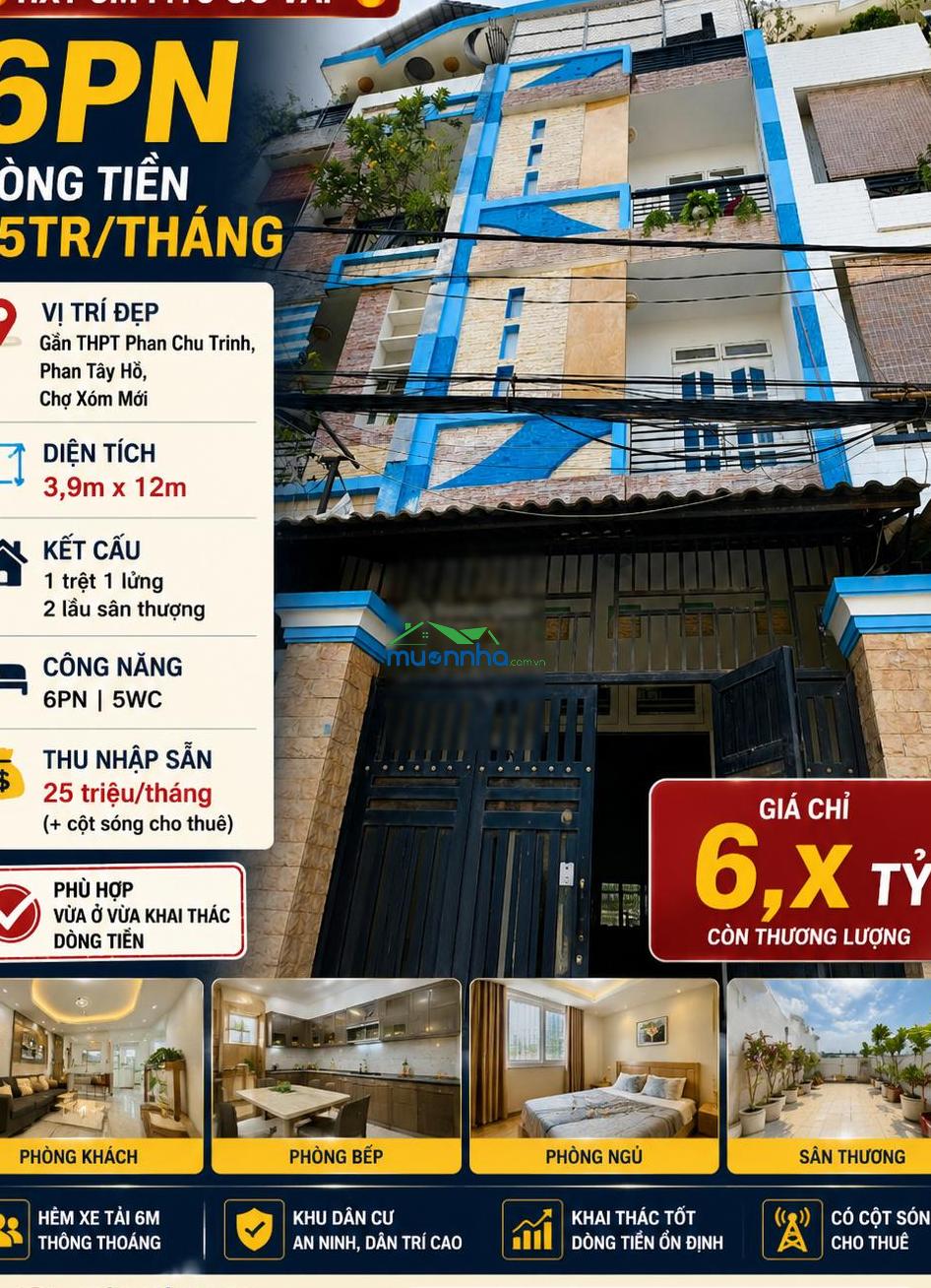 Hxt 6m, 129/ đường số 2 th. phan chu trinh, phan tây hồ, 4mx12m x 5tầng tn 25 triệu/th - 4