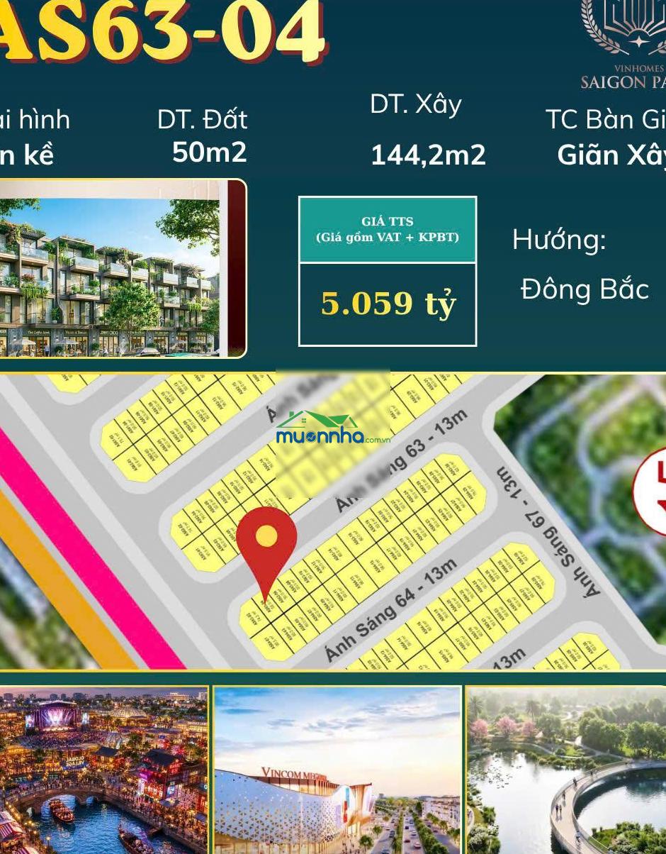 [Bảng giá chủ đầu tư] bán nhà phố mặt tiền đường ánh sáng căn vinhomes sài gòn park giá 5.059 tỷ - 4