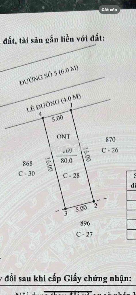 🏠Nền 80m2 đường số 5 – kdc phong điền – cầu vàm xáng – ninh kiều, c
