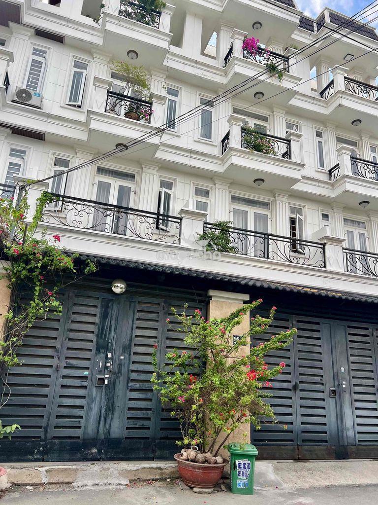 Cho thuê nhà mới sạch sẻ dt 4x17 1trệt 3lầu 4pn 5wc sân thượng hẻm tải