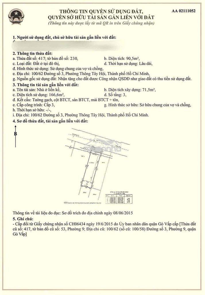 Bán nhà diện tích siêu đẹp 5x20 - 2,5 tấm. hẻm xe hơi tại phường 9, gv - 4