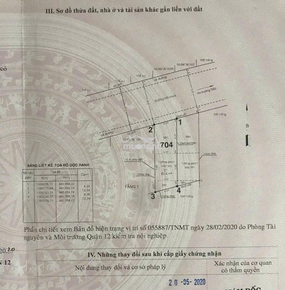 Cần bán nhà đẹp 4 tầng đường tx52 thới an-hẻm xe hơi 8.3m- 5.3 tỷ - 2