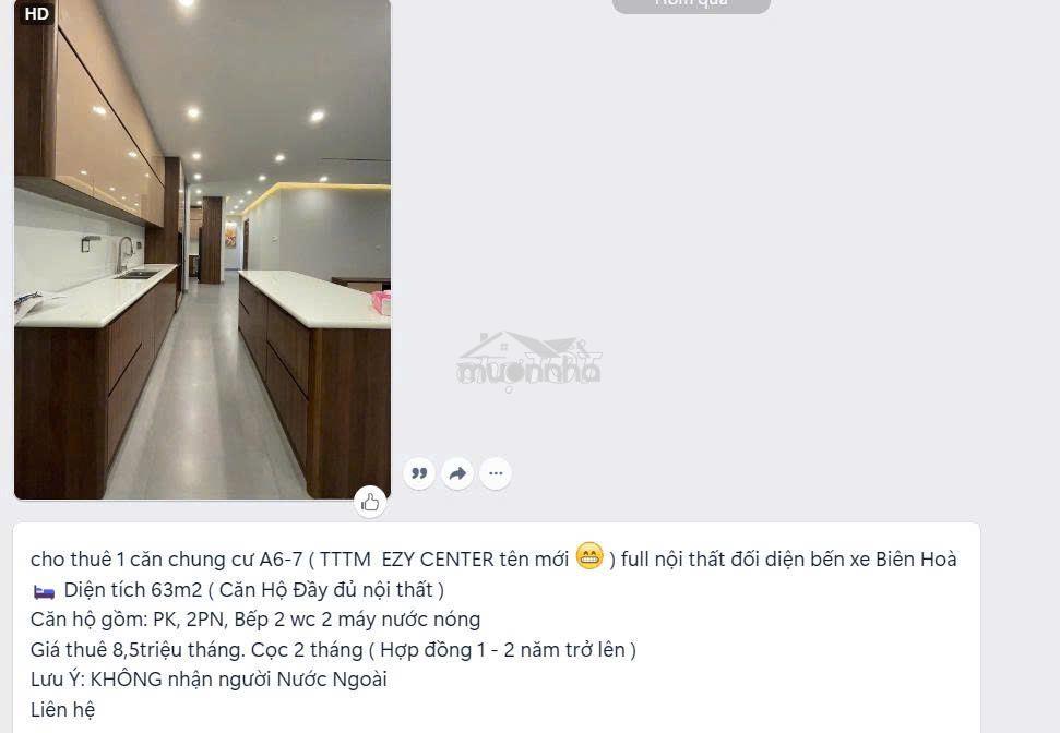 Cho thuê căn chung cư a6a7 phường quang vinh giá 8,5 triệu - 3