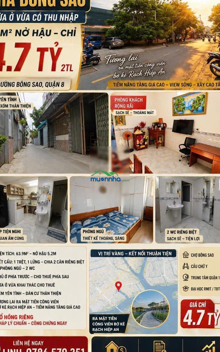 Bán nhà bông sao 64m nở hậu vừa ở vừa có thu nhập chỉ 4.7 tỷ đường bông sao, quận 8