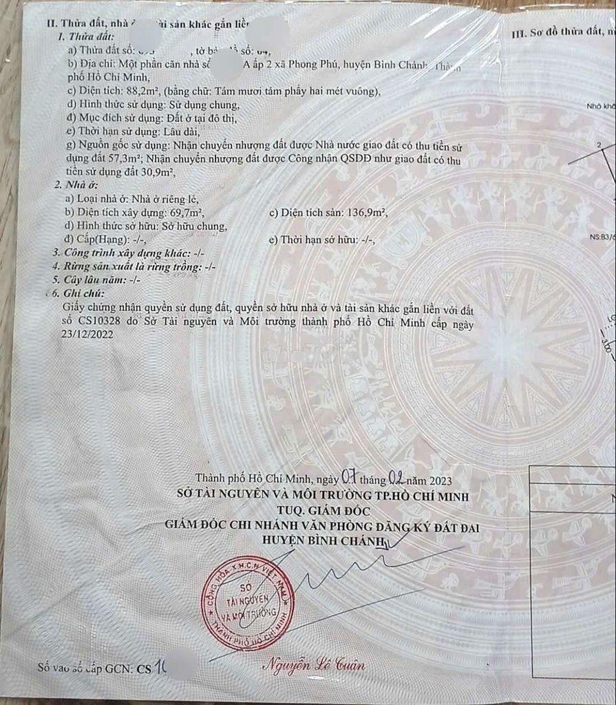 Bán nhà sổ hông  đã chia thành 2 căn - 2