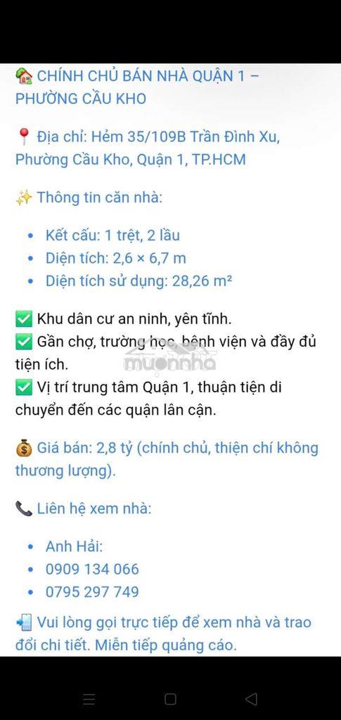Bán nhà gấp q1 - 2