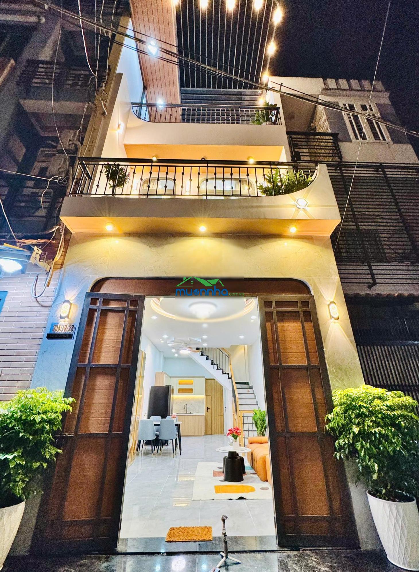 Cần bán gấp nhà hẻm xe hơi nơ trang long, p.13, bình thạnh. dt: 4x12.5m. vuông. xây mới 3 tầng lầu.