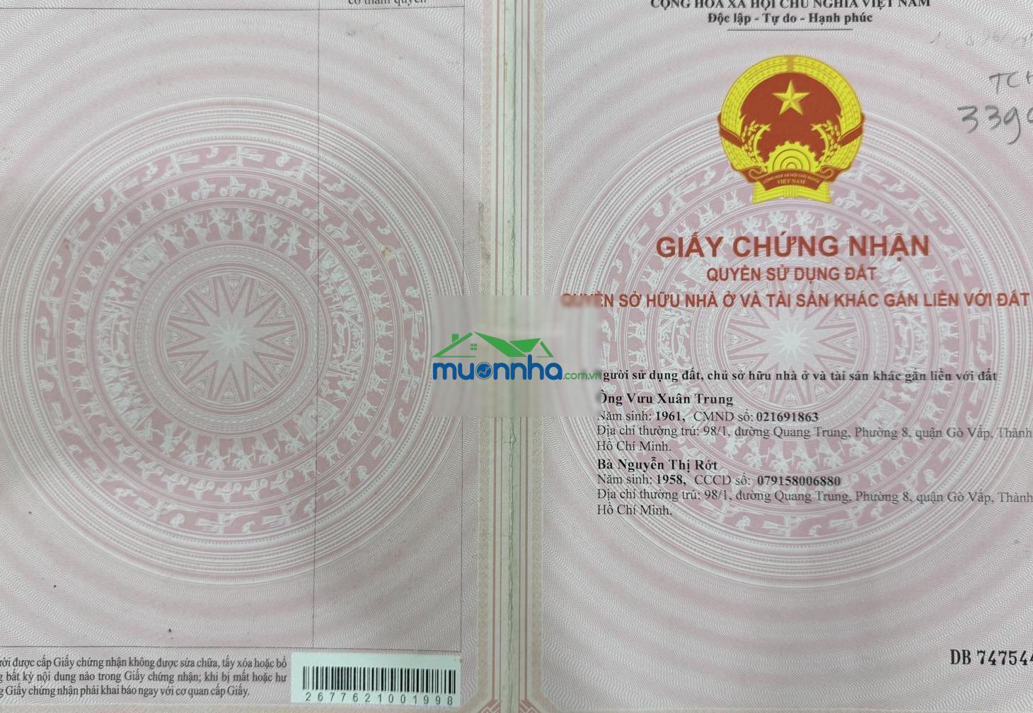 Nhà chính chủ - đường đông bắc - phường tân chánh hiệp - quận 12