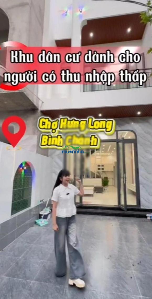 Bán nhà 1 trệt 1 lầu gần chợ hưng long (5x17m) 4pn - 3wc