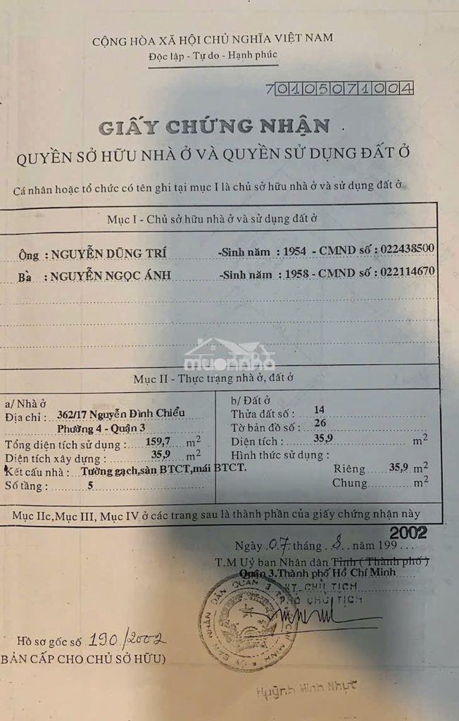 Bán nhà 1 triệt 3 lầu + sân thượng số 362/17 đường nguyễn đình chiểu. - 3