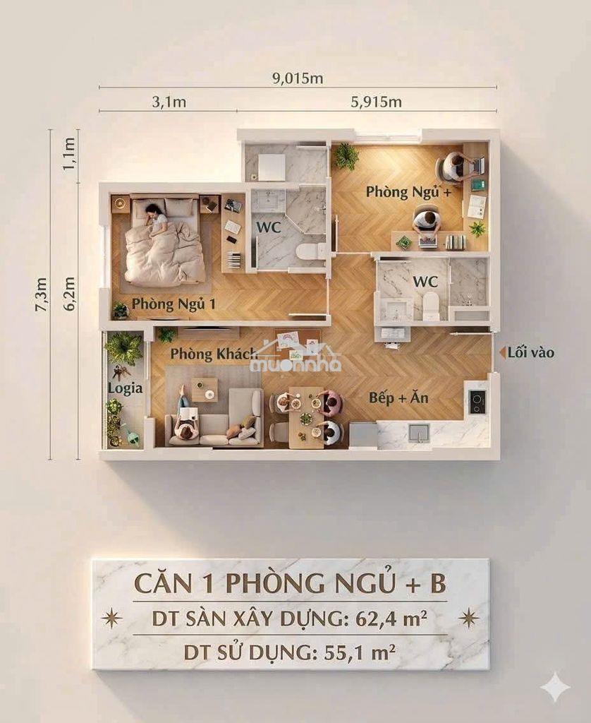 Nhà ở xã hội - biên hòa - city view - căn 1 phòng ngủ + - 4