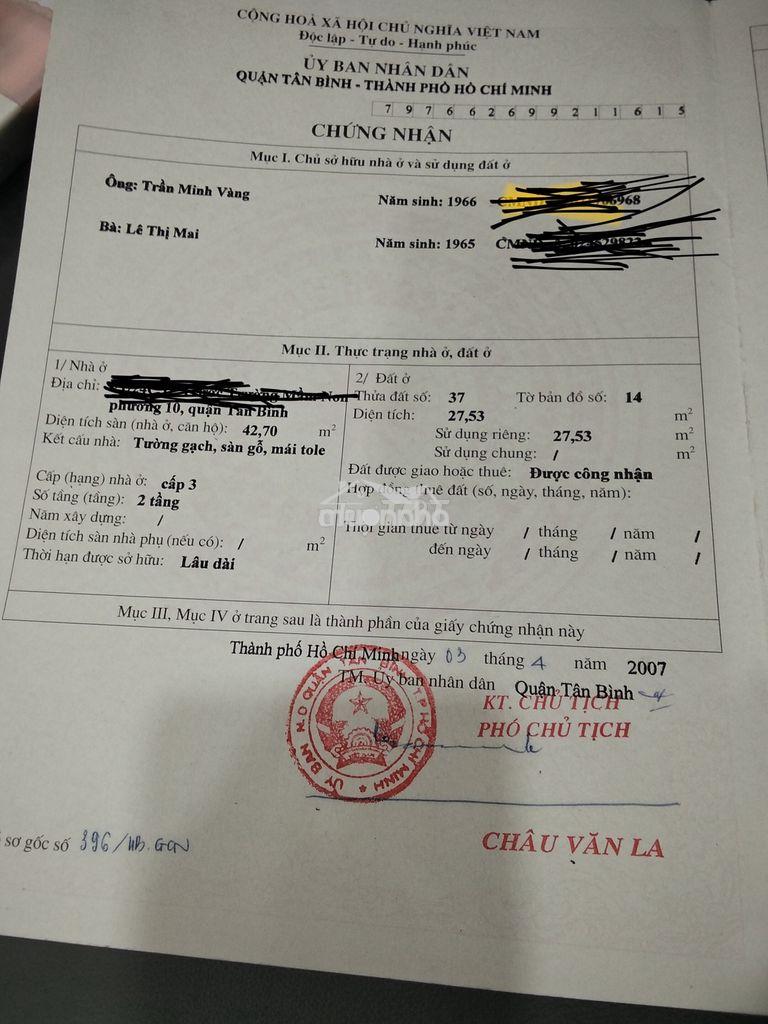 Cần bán nhà cc sổ hồng riêng, hẻm 21 bùi thế mỹ - 4