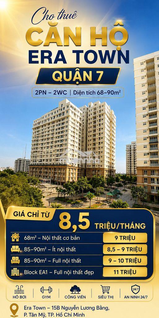 Cho thuê căn hộ 2pn era town quận 7 – giá chỉ từ 8,5 triệu/tháng