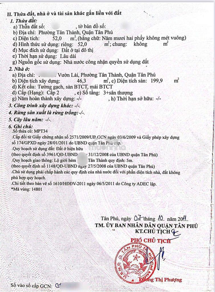 Vườn lài, tân phú, hẻm xe hơi, 52m2, 4 tầng , đang cho thuê 11tr/th - 4