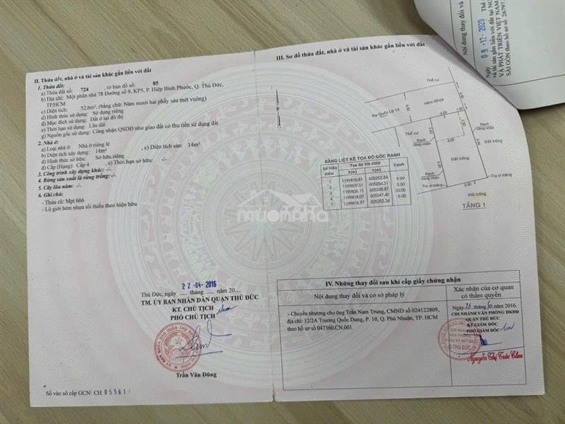 Chính chủ bán đất 52.6m² hiệp bình phước, gần vạn phúc city