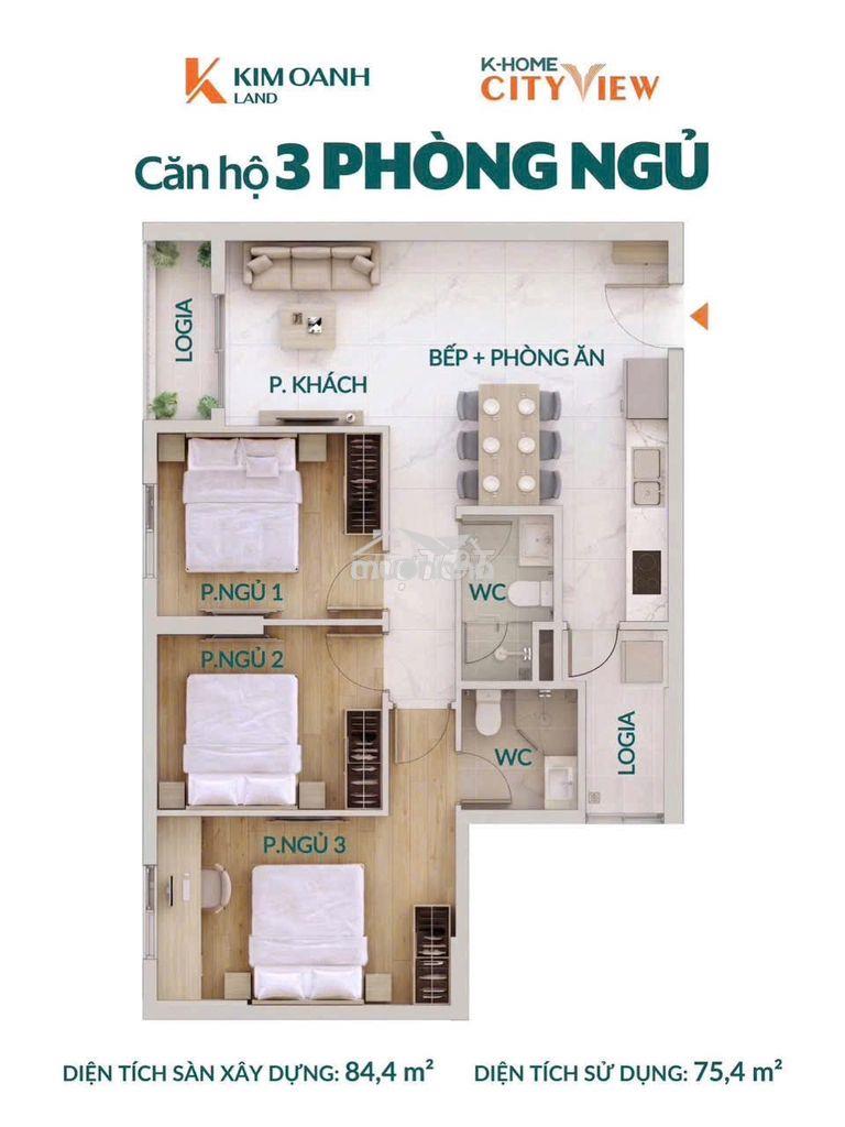 Căn 2pn được quan tâm nhiều nhất tại dự án nhà ở xã hội k-homecityview - 2