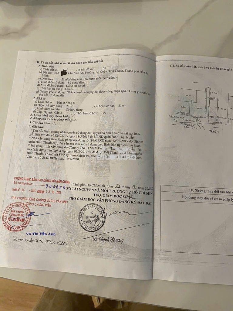 Chinh chủ bán nhà hẻm 334/64/4g chu văn an  3phong ngủ mới đẹp 