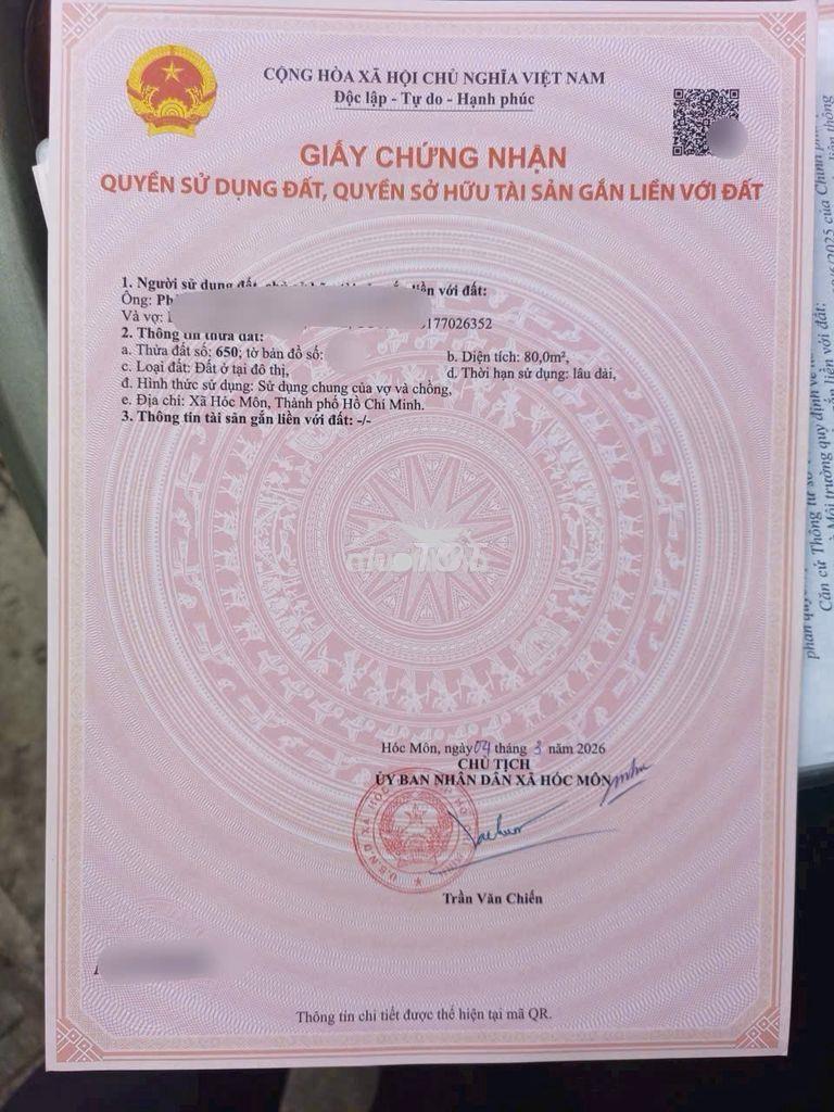 Cần bán nhà nát đường bê tông 4m gần chợ hóc môn – 929 triệu, sổ riêng
