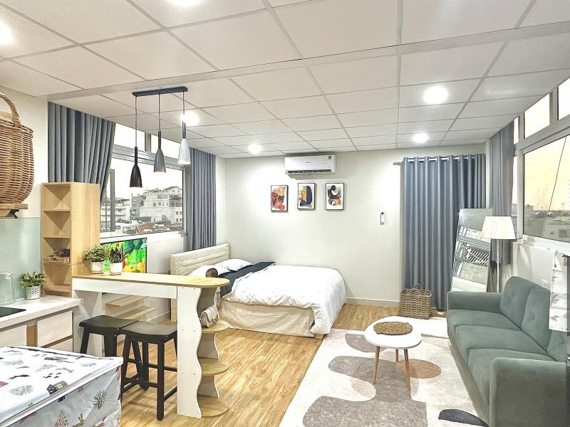 Studio full nội thất có bếp tách riêng trên đường ung văn khiêm hỉ vài phút đến hutech, uef, đại học giao thông vận tải tp.hcm, landmark 81