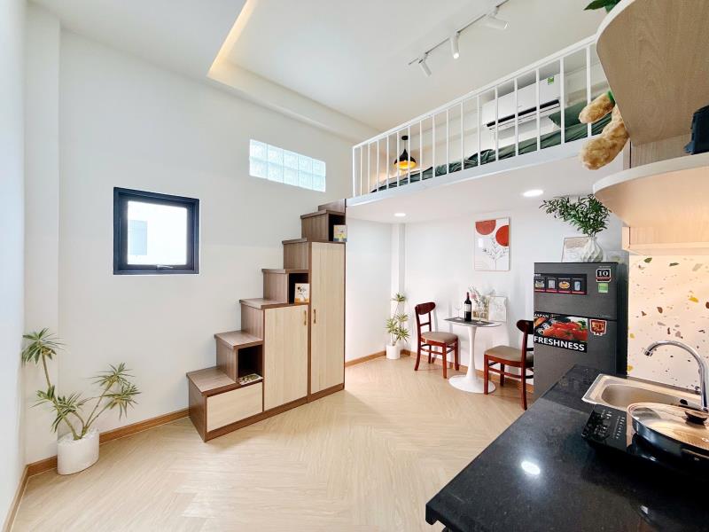 Duplex của sổ trời, cầu thang hệ tủ ở được 3-4 người khu vực tân phú, hần đại học văn hiến, công thương