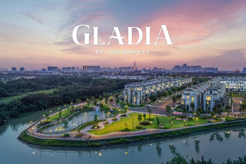 Biệt thự gladia 1 trệt 3 lầu 3 mặt giáp sông đã có sổ hồng, xd 246m², an ninh 24/7, giá chỉ 35 tỷ - lh 0935512366