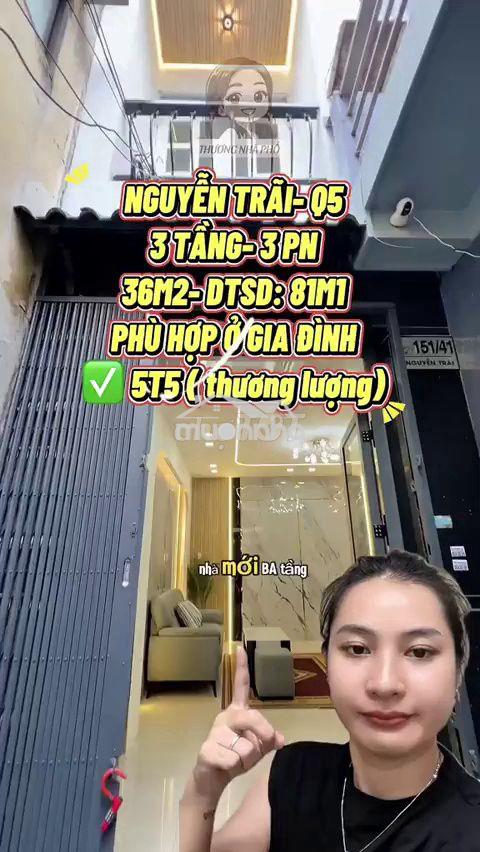 Bán nhà nguyễn trãi, quận 5, 3 tầng, 36m2, 5.5 tỷ