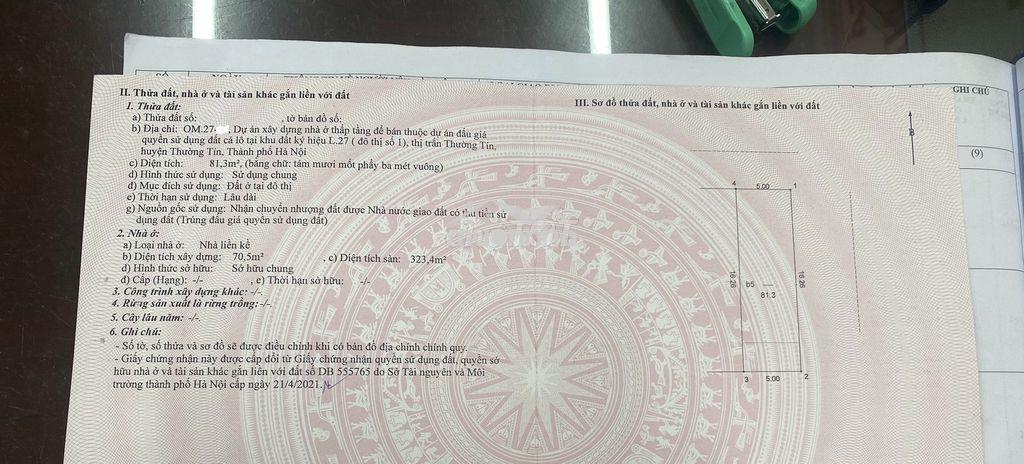 Bán nhà liền kề him lam 1 thường tín, căn xẻ khe cạnh lotteria - 3