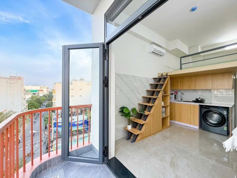 Cho thuê chung cư mini dạng gác có ban công gần khu phan xích long, tiện qua quận 1,3,10,bình thạnh, full nội thất, tự do giờ giấc