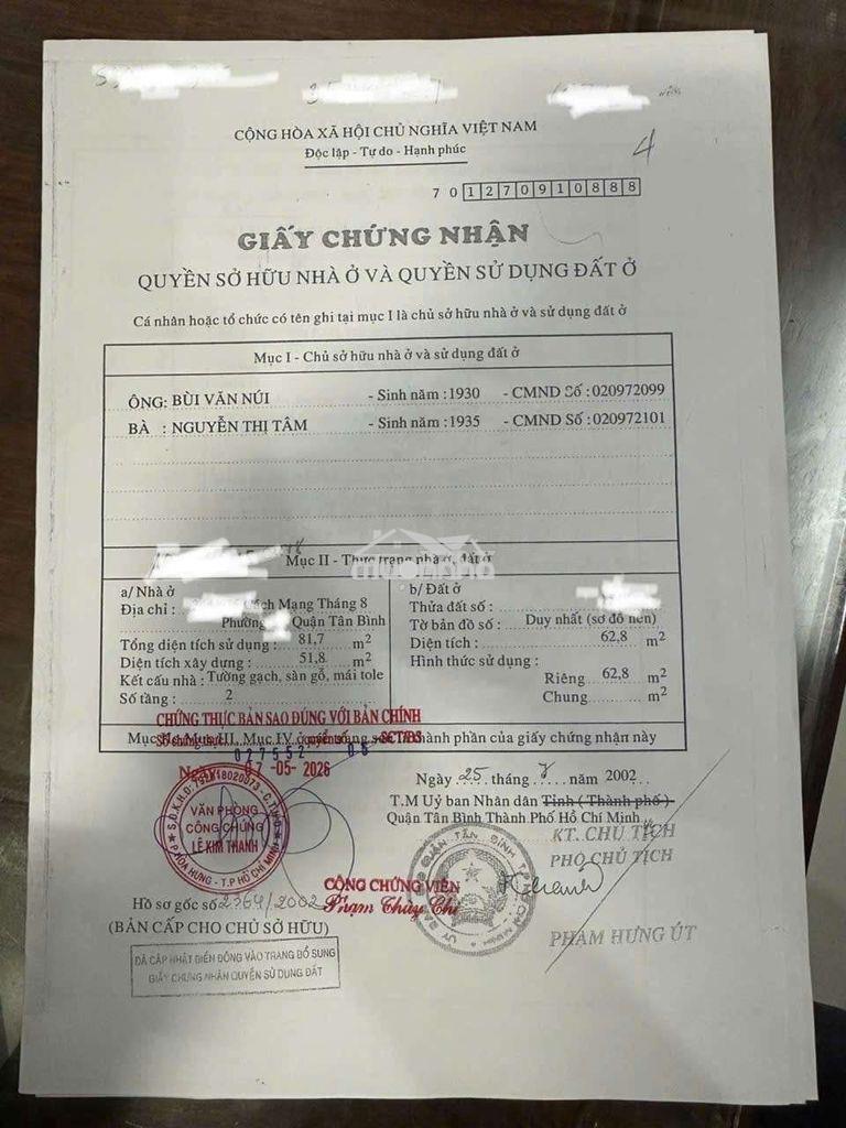 Giảm 500tr, cần bán gấp nhà nát cmt8, tân bình 