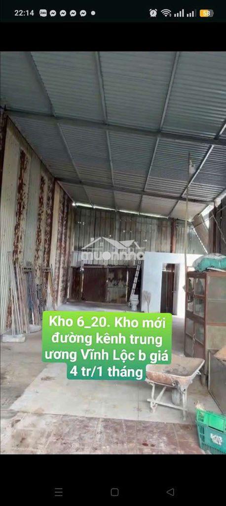 Kho thuê 6*20 cao ráo đường kênh trung ương vĩnh lộc b bình chánh tphc
