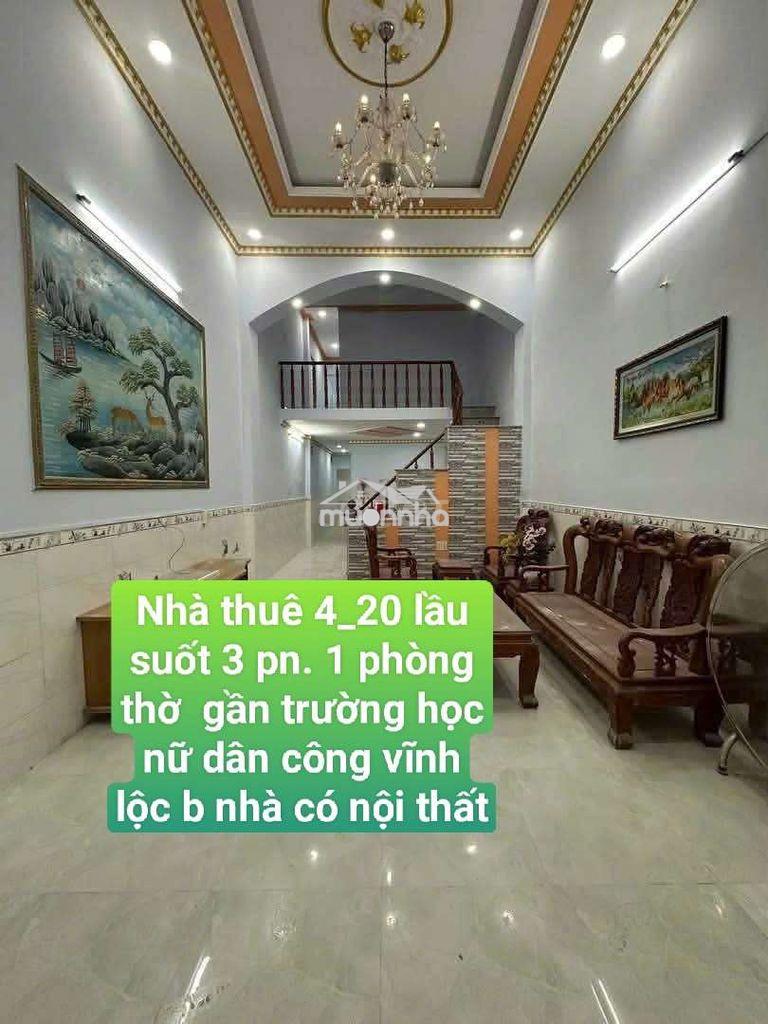 Nhà  4*20 nội thất lầu  4pn. gần trường  đường nữ dân công vĩnh lộc a
