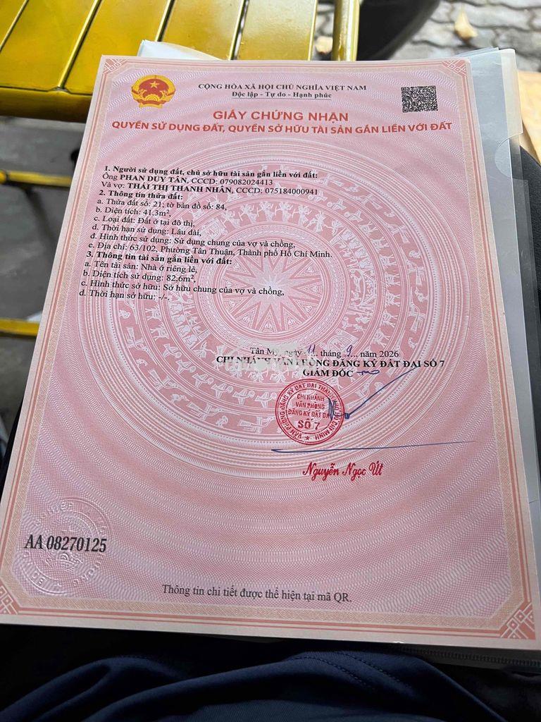Nhà nát – bán đất tân thuận,tặng gpxd mới.